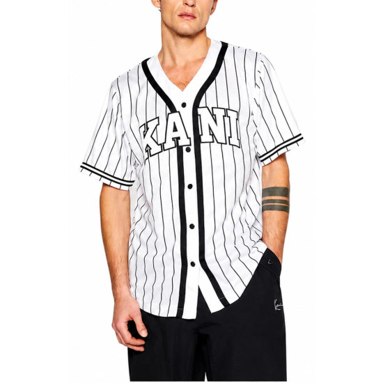 Karl Kani Ανδρικό κολεγιακό πουκάμισο Serif Pinstripe Baseball Shirt